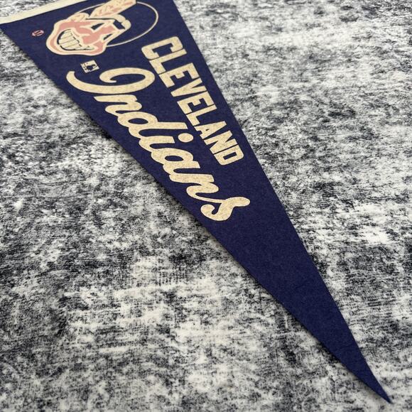 Cleveland Indians Vintage 30" Pennant MLB Baseball Felt Full Size Blue 1960s - Picture 3 of 8